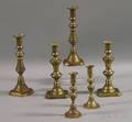 Three Pairs of Brass Candlesticks