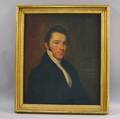 American School 19th Century Portrait of a Gentleman Seated Beside a Column