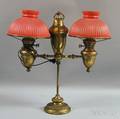 Edward Miller  Co Duplex Brass Adjustable Double Student Lamp