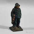 Polychrome Painted Iron Fisherman Figure