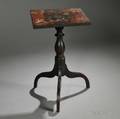 Walnut Candlestand with Game Boarddecorated Top