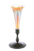 Tiffany Studios Pulled Feather Vase w Bronze Base