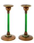 Tiffany Furnaces Emerald Glass  Bronze Candles