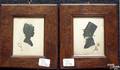Pair of pen and ink and watercolor on paper profile silhouettes ca 1830