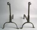 Pair of American wrought iron andirons 18th c