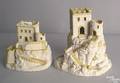 Two English yelloware castle form smoke sets