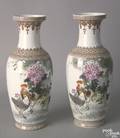 Pair of Chinese export vases with rooster and floral decoration
