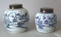 Two Canton ginger jars with teak lids