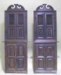 Pair of Spanish Baroque style carved corner cupboards 19th c