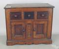 Burlwood and pine dolls wall cupboard