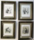 Set of 4 hand tinted lithographs of opera scenes by Adolphe Le Groupy