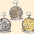 Lot of three silver centerseconds watches made in Fleurier with white enamel dials and Roman numerals