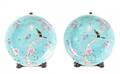 Pair 19th C Famille Rose Plates w Birds Marked