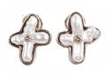 Ladies 14k Gold Pearl  Diamond Earrings