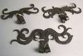 Pair of Moravian wrought iron rams horn hinges late 18th c