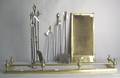 Fire implements to include 2 brass fire fenders