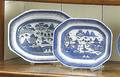 Two Chinese export octagonal porcelain platters 19th c