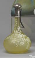 Etched yellow glass decanter