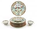 12 Piece Chinese Export Rooster Motif Porcelain