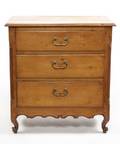 French 19th C Pine Three Drawer Commode