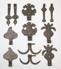 Three pairs of Pennsylvania Moravian style wrought iron hinges 18th c
