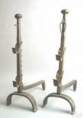 Pair of European wrought iron andirons late 17th c