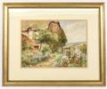 AS Wilkinson Signed Watercolor of English Garden
