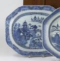 Nanking octagonal blue and white porcelain platter