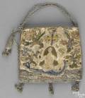 Intricate English silk on silk embroidered purse late 17thearly 18th c
