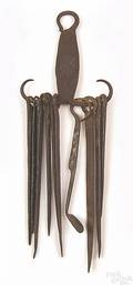 American or English wrought iron skewer holder 18th c