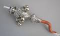 Georgian silver and coral childs whistle and rattle ca 1800