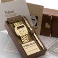 PULSAR 18K YELLOW GOLD DIGITAL TIME COMPUTER CALCULATOR  ORIGINAL BOX