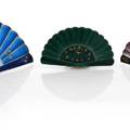 THREE ENAMEL FAN DESK CLOCKS Swiss