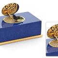 REUGE MUSIC GILT BRASS LAPIS LAZULI SINGING BIRD BOX Reuge Music