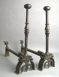 Pair of English wrought iron andirons 16th c