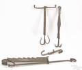 Two wrought iron adjustable meat spit late 18th c