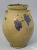 New England redware lidded crock 19th c