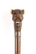 Carved Wood  Ivory Articulating Dog Motif Cane