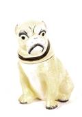 19th C Pug Dog Form Tobacco Jar