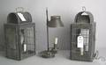 Pair of black painted tin lanterns