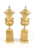 Pair of French Gilt Bronze Marble Cassoulets