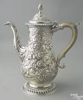 Silver repousse coffee pot