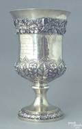 English sterling silver presentation footed goblet 19th c