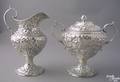 S Kirk  Son repousse creamer and covered sugar