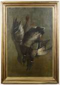 19th C German Nature Morte Ducks Oil on Canvas