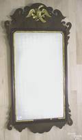 Chippendale style mahogany mirror with parcel gilt phoenix