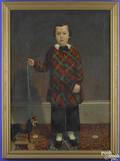 American oil on canvas fulllength portrait of a young boy ca 1845