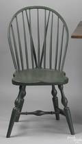 Assembled set of 3 New England braceback windsor side chairs ca 1790