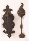 Two wrought iron thumb latches