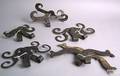 Five pairs of Moravian wrought iron rams horn hinges late 18th c